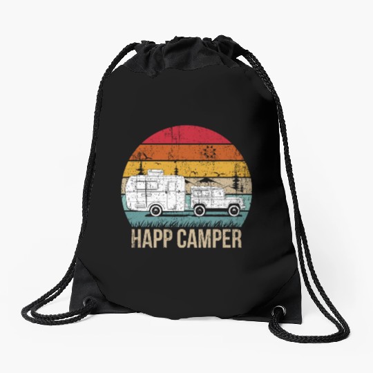 Happy Camper Drawstring Bags