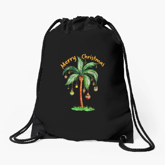 hristmas Palm Tree Drawstring Bags, Tropical Xmas Gift,