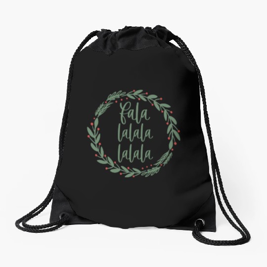 Fa La La Sage Green Christmas Wreath Fun Drawstring Bags