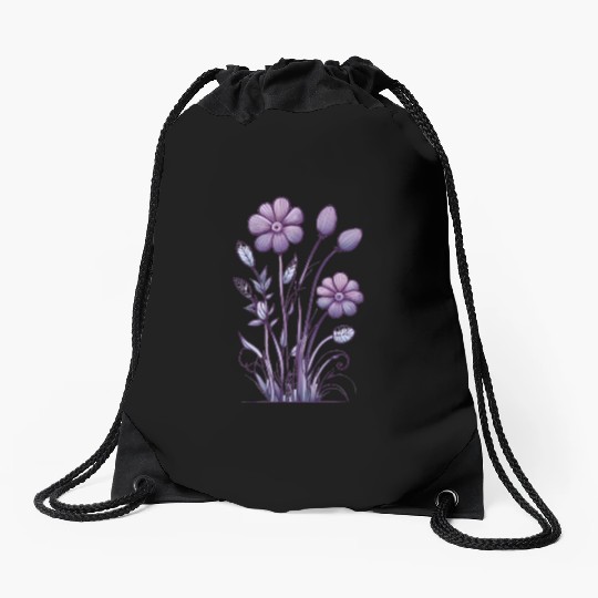 Lavender Majesty: A Tapestry of Orchids and Lilacs Drawstring Bags