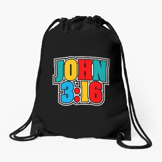 John 3:16 Love Jesus Bible Text Christian Drawstring Bags
