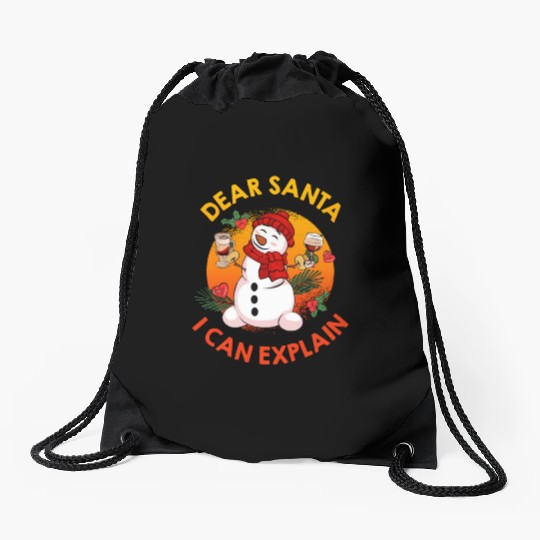 Schneemann Dear Santa I can Explain Funny Drawstring Bags