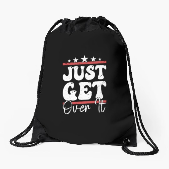 Just Get Over It Riding Girl Horseback Drawstring Bags