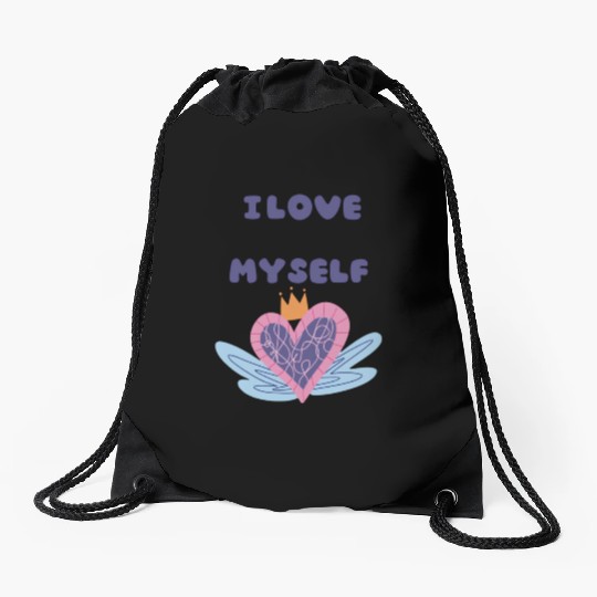 i love myself Drawstring Bags