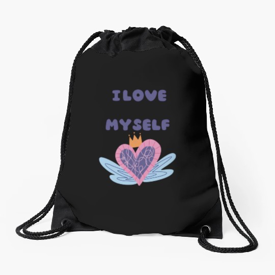 i love myself Drawstring Bags