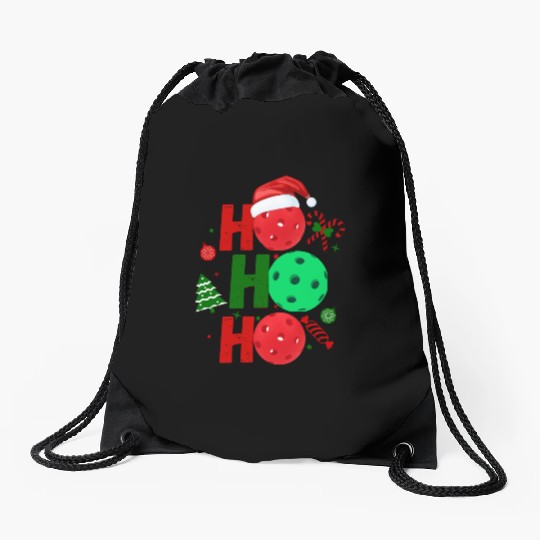 Pickleball Ho Ho Ho Holiday Merry Christmas Drawstring Bags