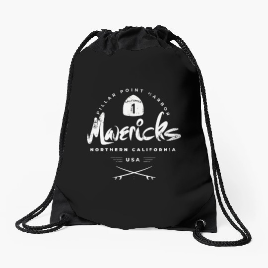 Mavericks Pillar Point California Drawstring Bags