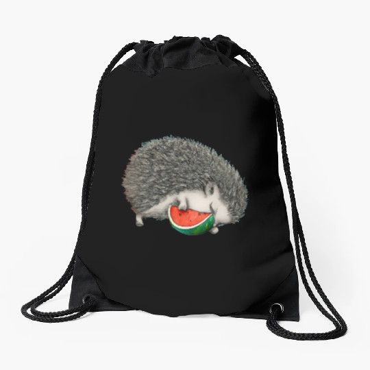 Hedgehog Sleeping With Watermelon Drawstring Bags