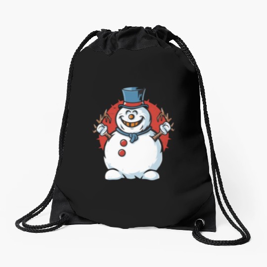frosty snowman creepy Drawstring Bags