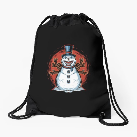 frosty snowman creepy Drawstring Bags