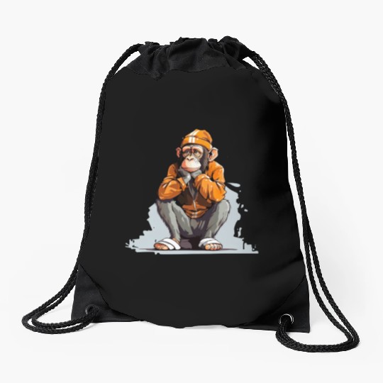 Street Art Monkey Urban Rap Street Monkey Drawstring Bags