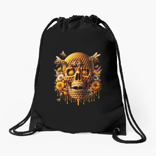 Sweet Life Skull Drawstring Bags Honeycomb Haven Bumblebee