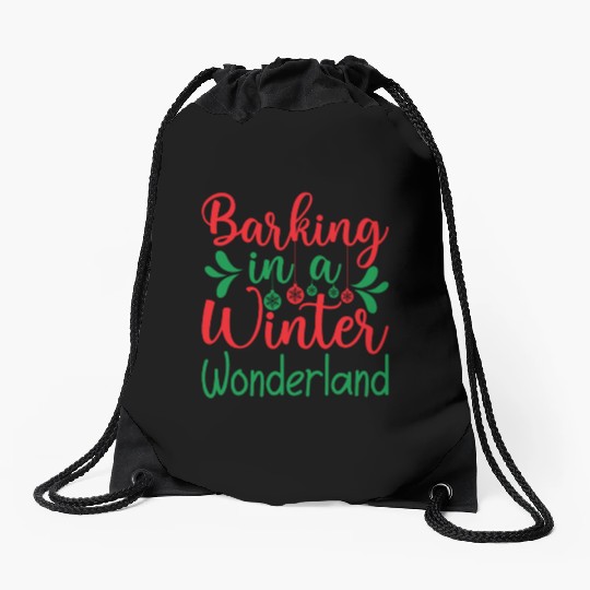 Barking in a winter wonderland, Christmas Gifts Drawstring Bags