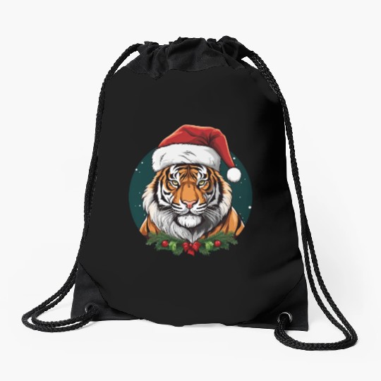 Tiger Christmas Drawstring Bags