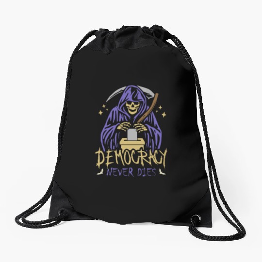 Democracy Never Dies Spooky Halloween Voting Meme Drawstring Bags