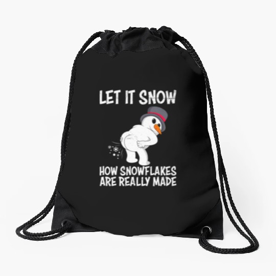 Snowman Let it Snow Winter Time Snowmen Drawstring Bags