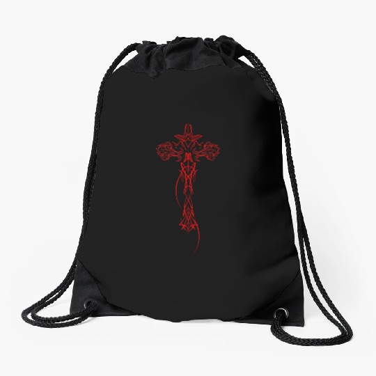 Cyber Crucifix Awesome Cybersigilism For Geometric Drawstring Bags