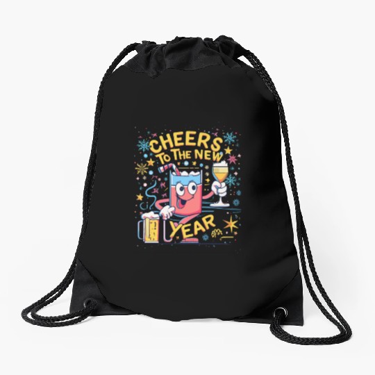 NYE Cheers To The New Year Happy Winter Holiday Drawstring Bags