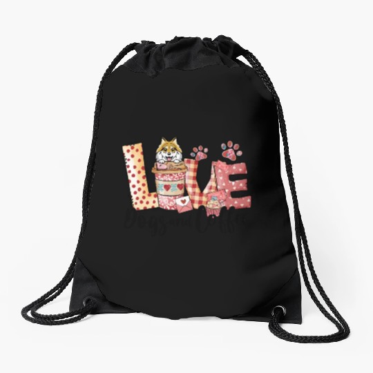 Pomeranian Dog Coffee Lover Dog Mom Valentines Da Drawstring Bags
