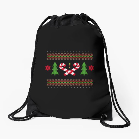 Candy canes pattern for Christmas Drawstring Bags