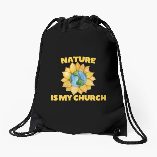 Nature is my Church Drawstring Bags
