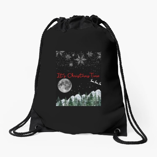 It s Christmas Time 3 1 black Drawstring Bags