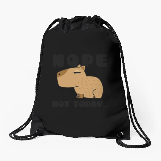 Nope not today Capybara Cute animal Funny Design Drawstring Bags
