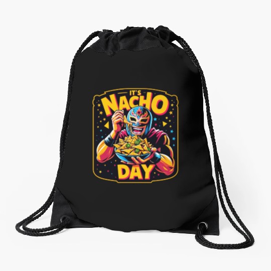 Mexican Wrestling Wrestler Lucha Libre Nacho Drawstring Bags