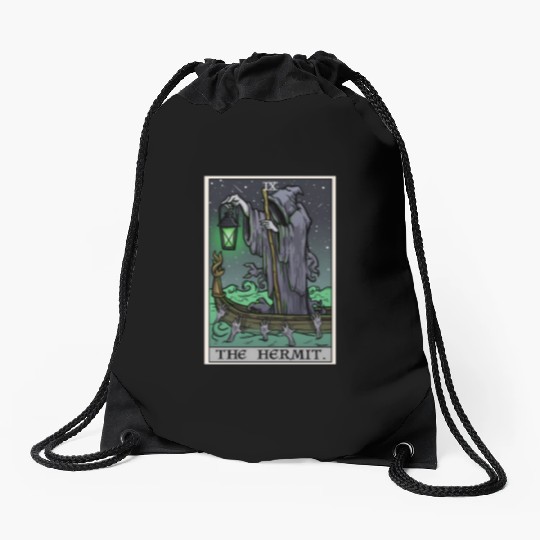 The Hermit Tarot Card Gothic Halloween Grim Reaper Drawstring Bags