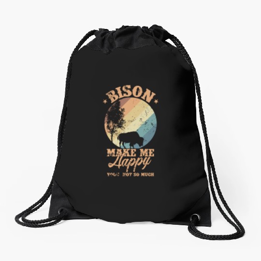 Bison make my Happy Environment Animal Drawstring Bags