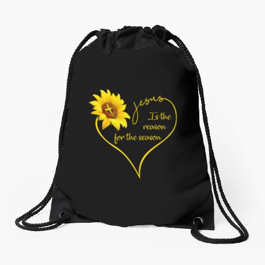 Sunflower Jesus Is The Reason For The Season Drawstring Bags