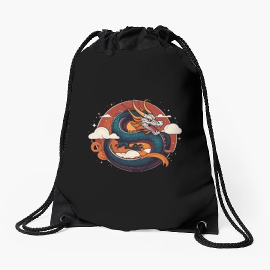 a traditional Chinese dragon Drawstring Bags
