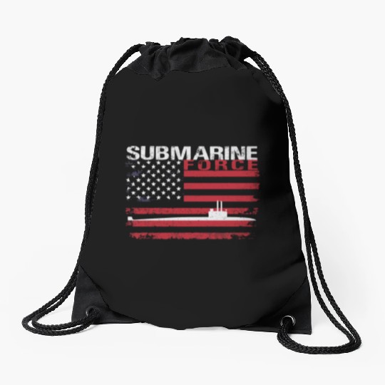Submarine Force Usa Flag White Stars Drawstring Bags