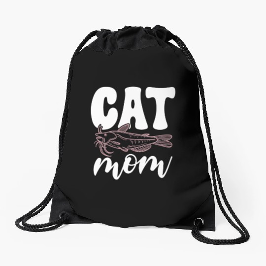 Cat Mom Catfish Catfishing Angler Noodler Drawstring Bags