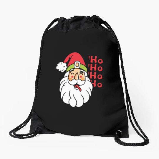 Santa Claus Face Drawstring Bags Christmas HO HO HO HO