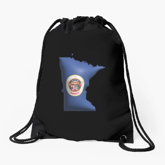 Minnesota - 3D Flag Map Drawstring Bags