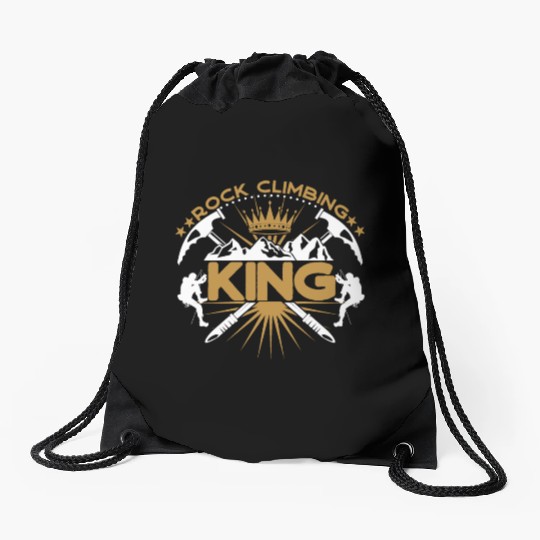 Rock Climbing King Drawstring Bags