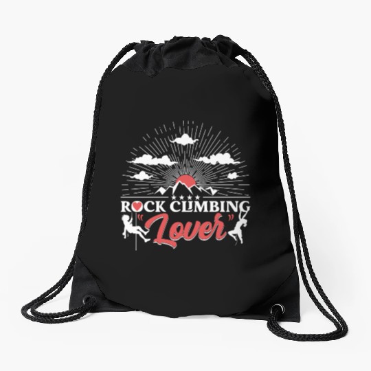 Rock Climbing Lover Drawstring Bags