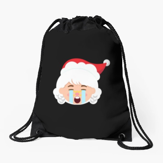 Mrs Claus Emoticons Crying Out Loud Christmasfunny Drawstring Bags