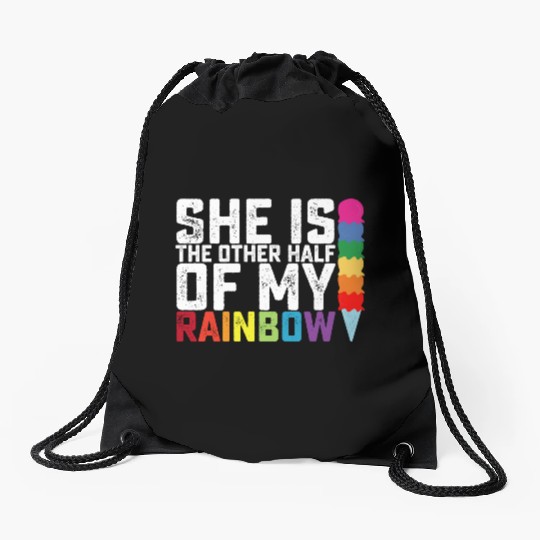She Is The Other Half Of My Rainbow Lesbian Gay Drawstring Bags