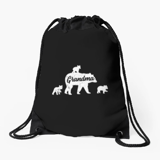 Grandma Bear 3 Cubs Mother'S Day Drawstring Bags