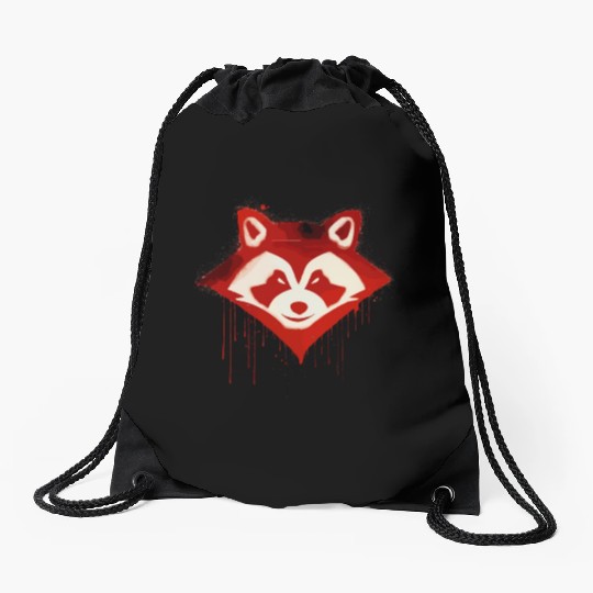 Cool raccoon street art Drawstring Bags