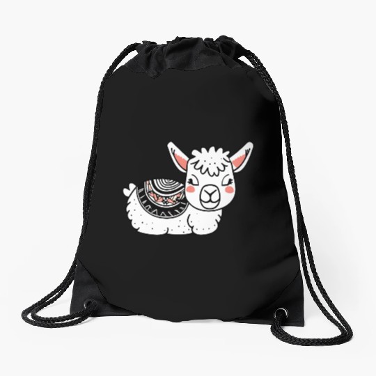 Adorable Llama Resting Drawstring Bags