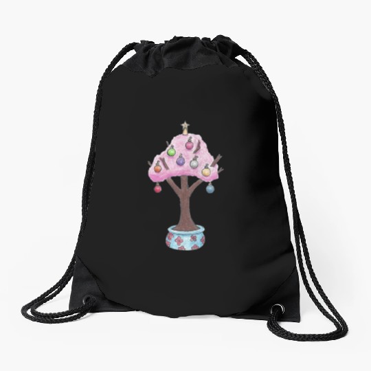 Christmas Cherry Tree Japanese Drawstring Bags