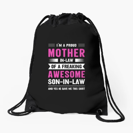 Mothers day mom son-in-law Drawstring Bags
