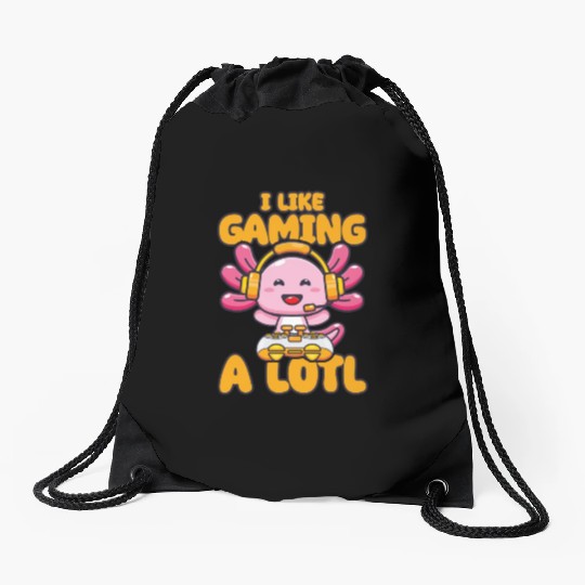 Gaming, Axolotl, Gaming, Video Game, Unicorn Gamer Drawstring Bags