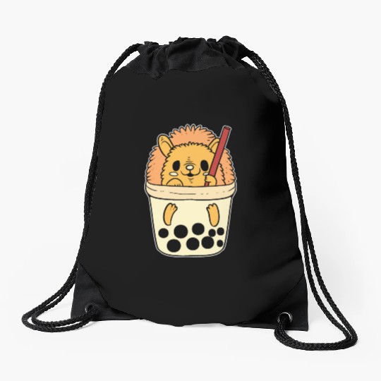 Boba Tea Hedgehog Pet Lover Gift Drawstring Bags