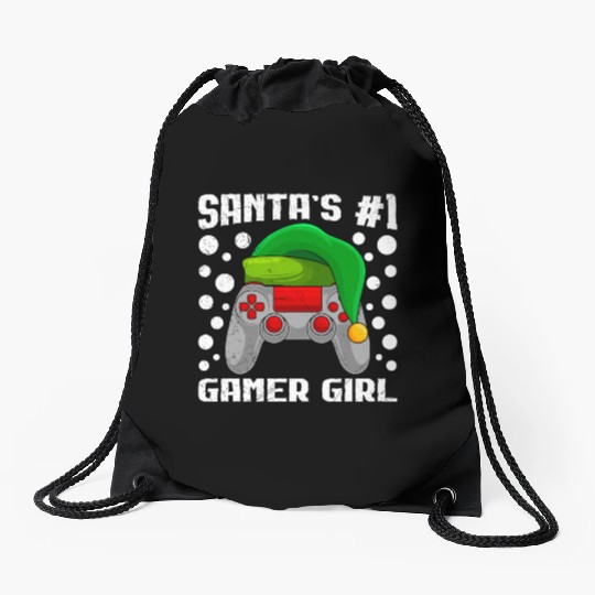 Santa's Number 1 Gamer Girl Christmas Gambling Drawstring Bags