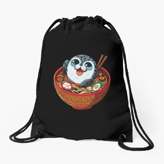 Marine Animal Sea Creature Ocean Ramen Soup Seal Drawstring Bags