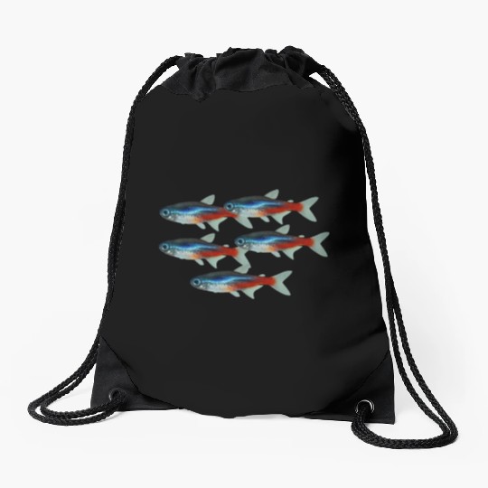 Neon Tetra Fish Bright Color Freshwater Sea Life Drawstring Bags